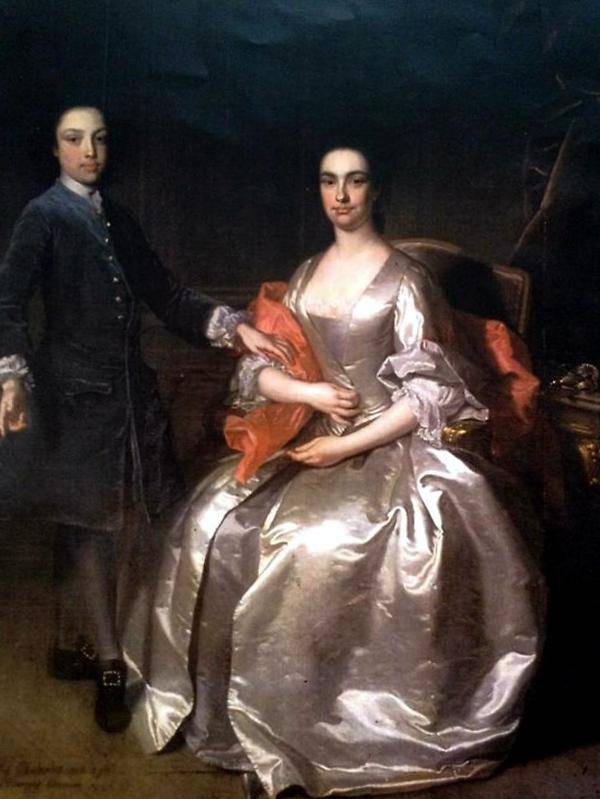 Elizabeth Caulfeild, née Bernard, Viscountess Charlemont, with her son James Caulfeild, 4th Viscount Charlemont. Leixlip Castle.